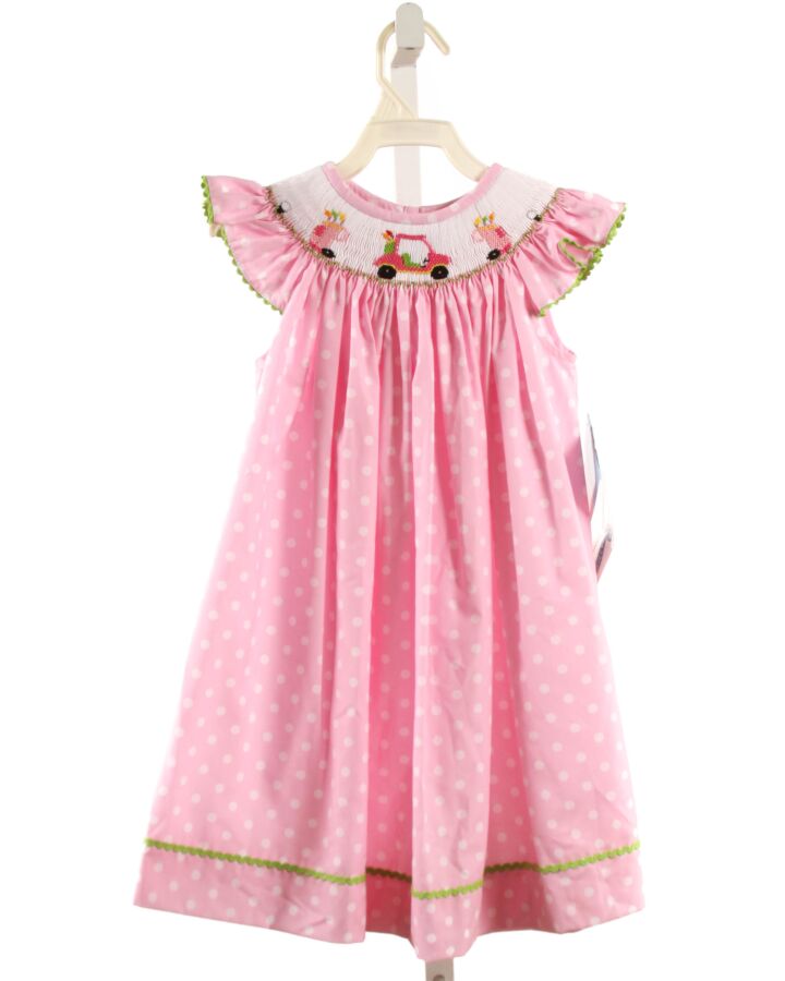 SILLY GOOSE  PINK  POLKA DOT SMOCKED DRESS WITH RIC RAC