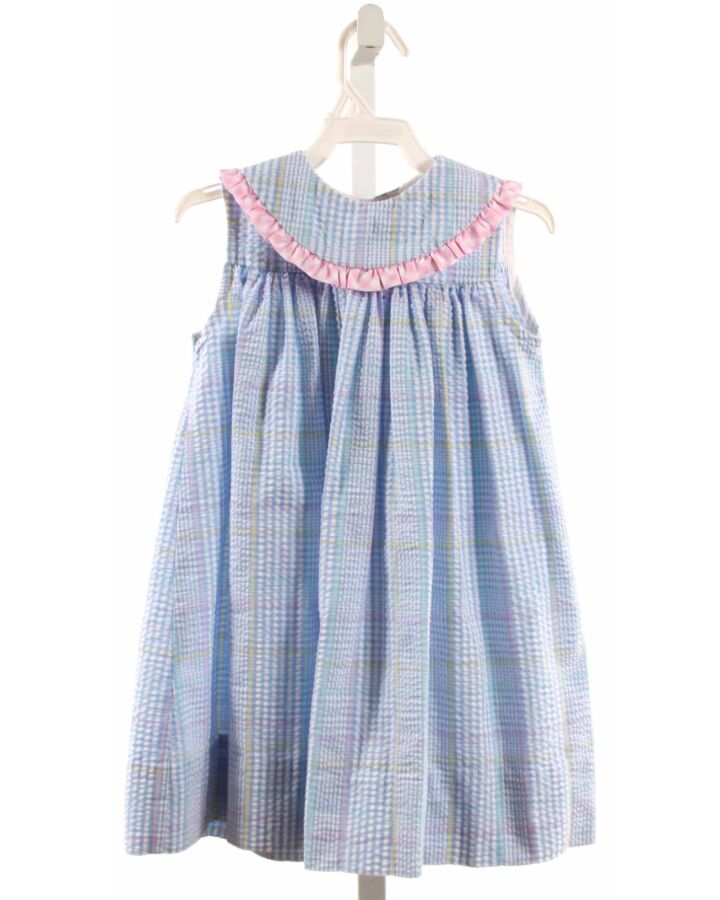 BAILEY BOYS  LT BLUE SEERSUCKER PLAID  DRESS WITH RUFFLE