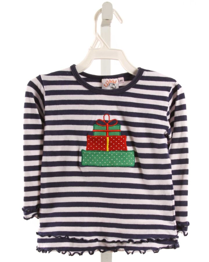 LUIGI  BLUE  STRIPED  KNIT LS SHIRT