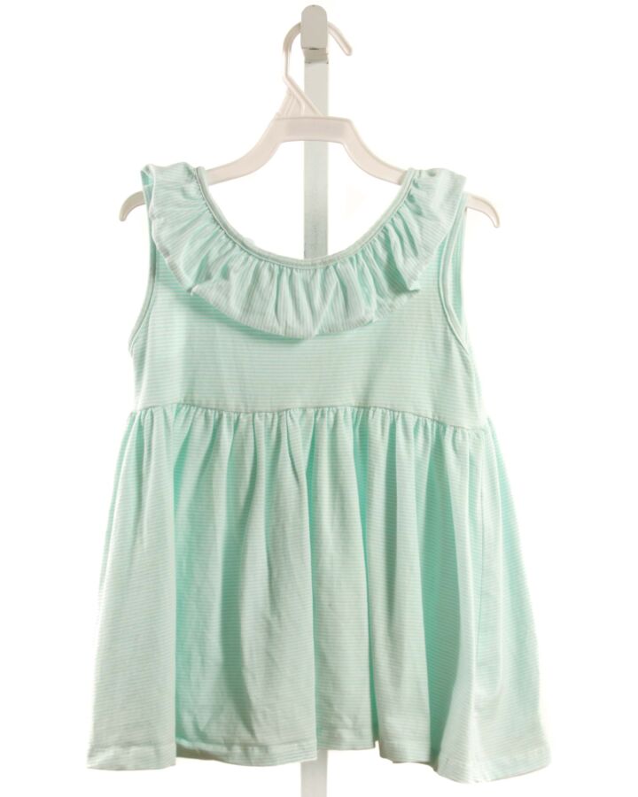 VIGNETTE  MINT  STRIPED  SLEEVELESS SHIRT WITH RUFFLE