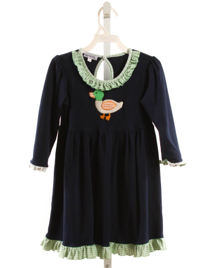 MAGNOLIA BABY  NAVY   APPLIQUED KNIT DRESS WITH RUFFLE