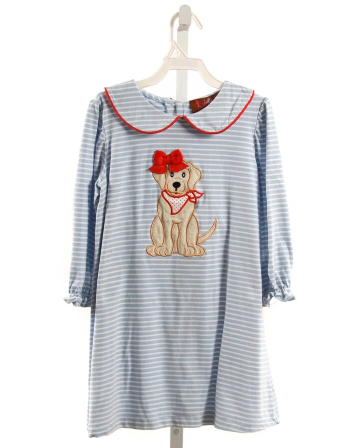 MILLIE JAY  LT BLUE  STRIPED APPLIQUED KNIT DRESS