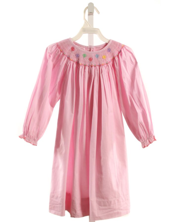 PETIT BEBE  PINK  MICROCHECK SMOCKED DRESS WITH PICOT STITCHING