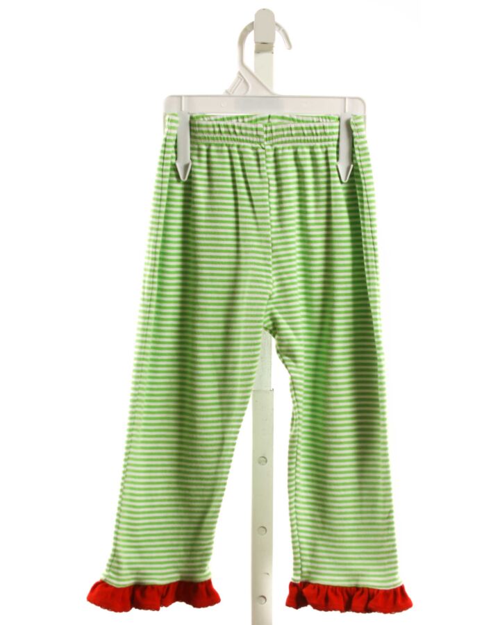 NO TAG  LIME GREEN  STRIPED  LEGGINGS WITH RUFFLE