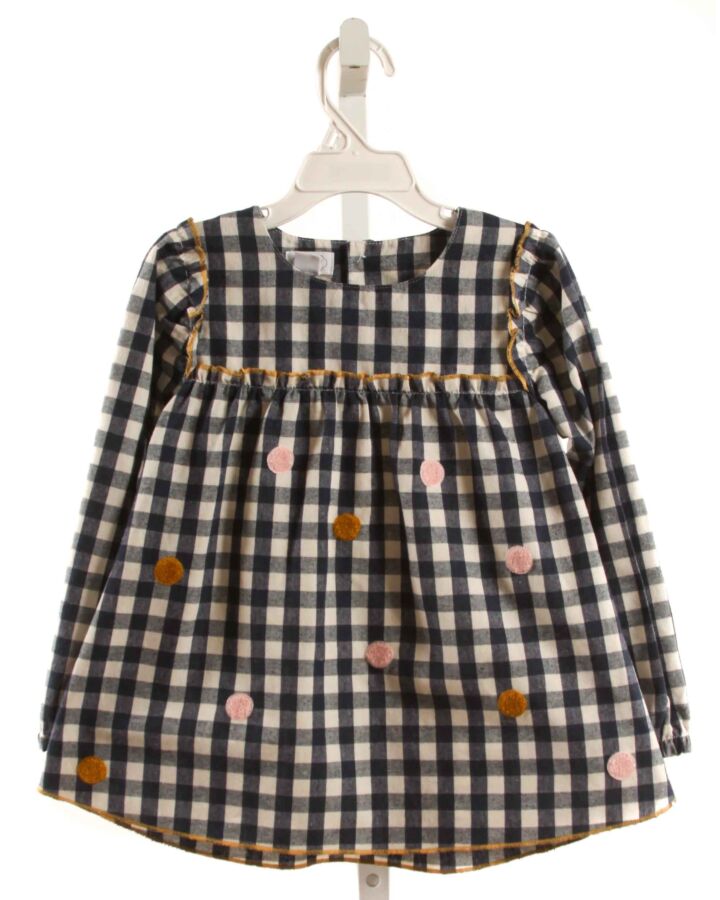 MUD PIE  NAVY  GINGHAM EMBROIDERED SHIRT-LS