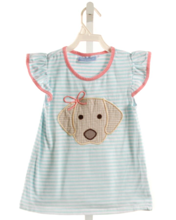 TROTTER ST.  AQUA  STRIPED APPLIQUED SLEEVELESS SHIRT