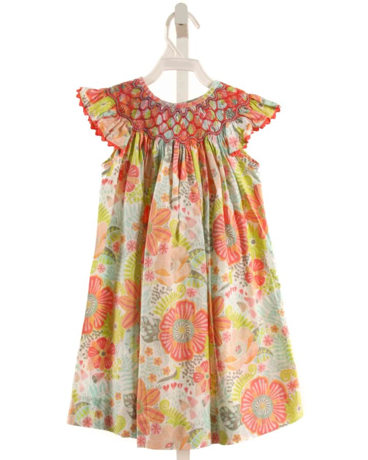BANANA SPLIT  MULTI-COLOR  FLORAL SMOCKED DRESS WITH RIC RAC