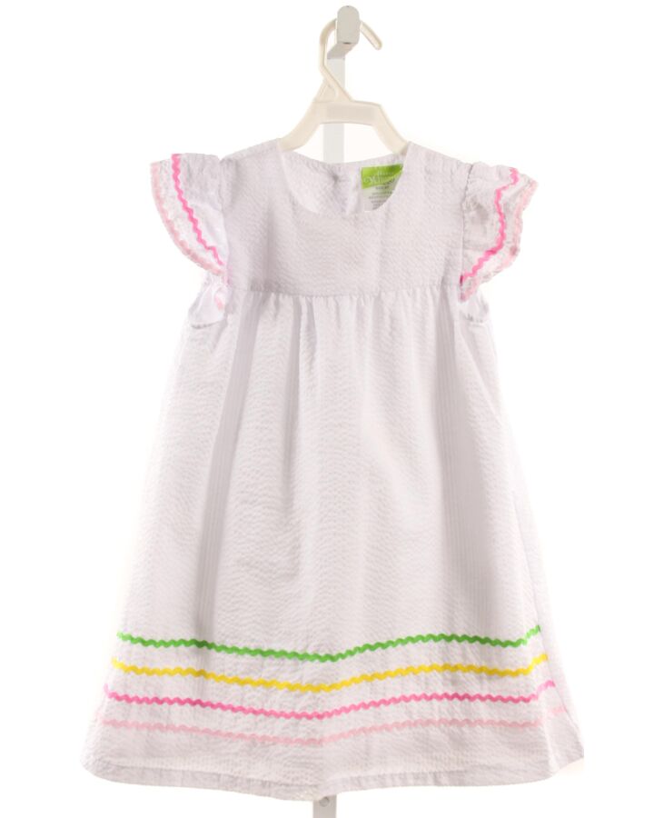 CLASSIC WHIMSY  WHITE SEERSUCKER   DRESS WITH RIC RAC