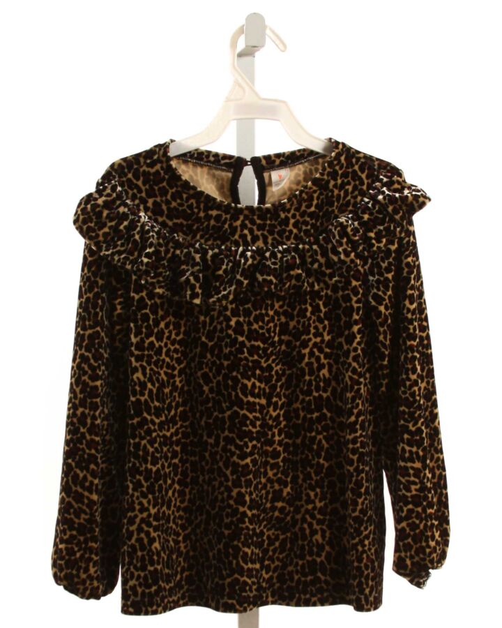 CREWCUTS  BROWN VELVET   KNIT LS SHIRT WITH RUFFLE