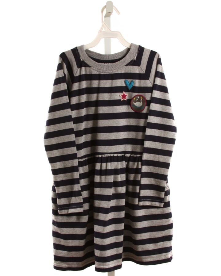 HANNA ANDERSSON  NAVY  STRIPED APPLIQUED KNIT DRESS