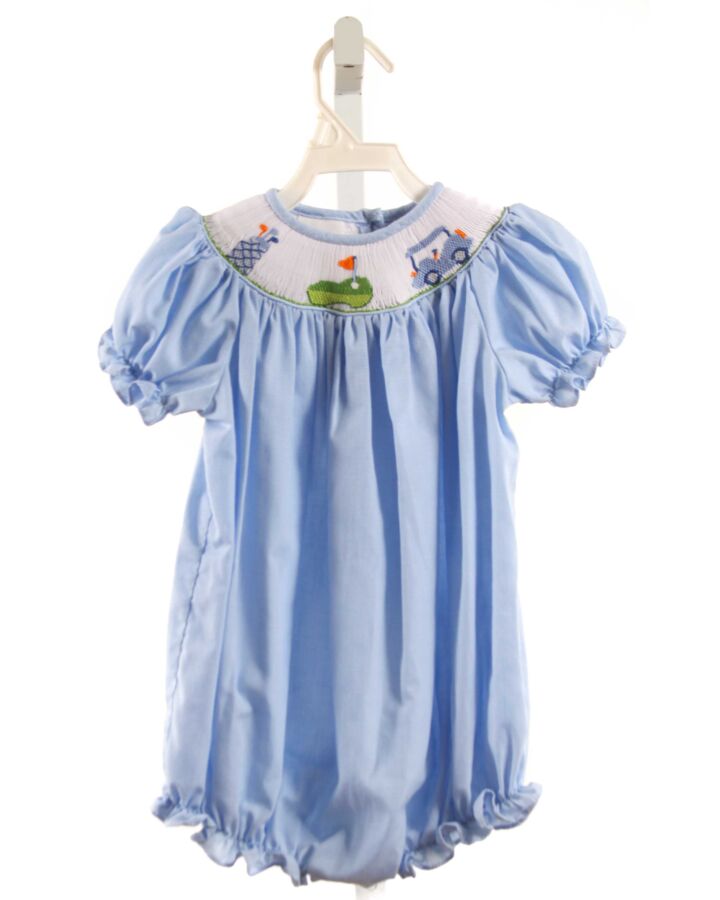 BAILEY BOYS  BLUE  MICROCHECK SMOCKED BUBBLE