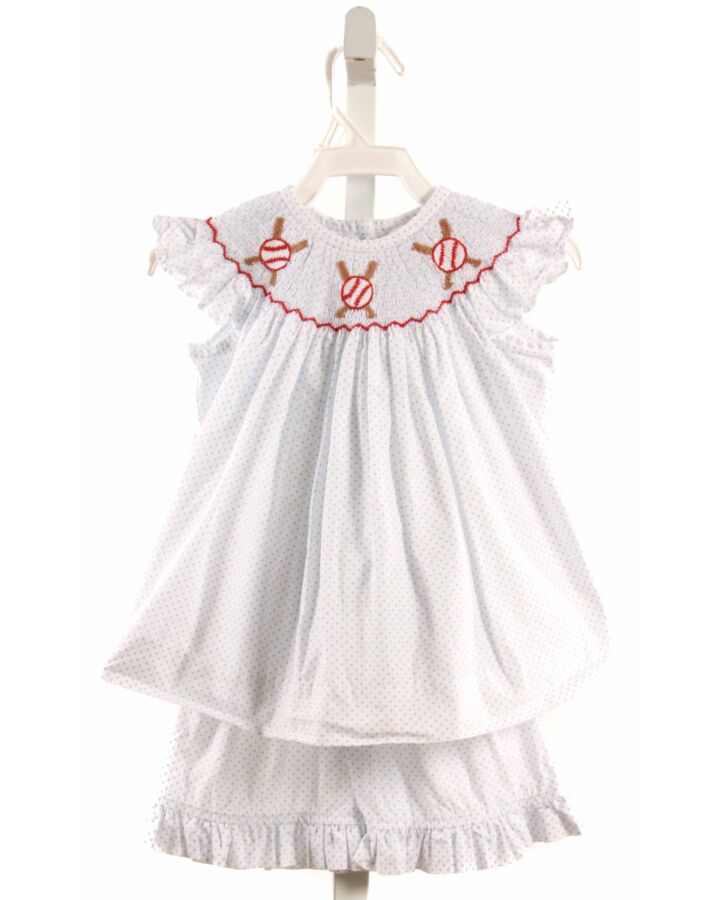 STITCHY FISH  WHITE  POLKA DOT SMOCKED 2-PIECE OUTFIT