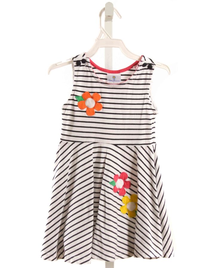 FLORENCE EISEMAN  NAVY  STRIPED APPLIQUED KNIT DRESS