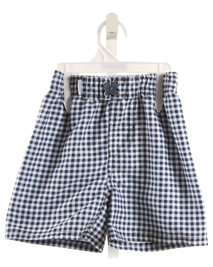 RUFFLE BUTTS  NAVY  GINGHAM  SWIM TRUNKS
