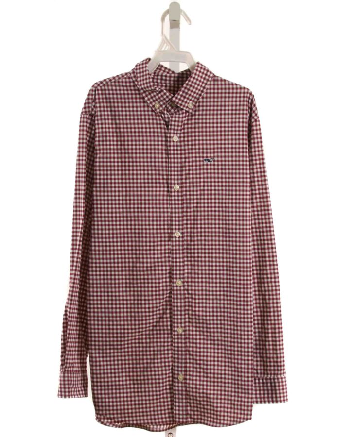 VINEYARD VINES  MAROON  GINGHAM  DRESS SHIRT