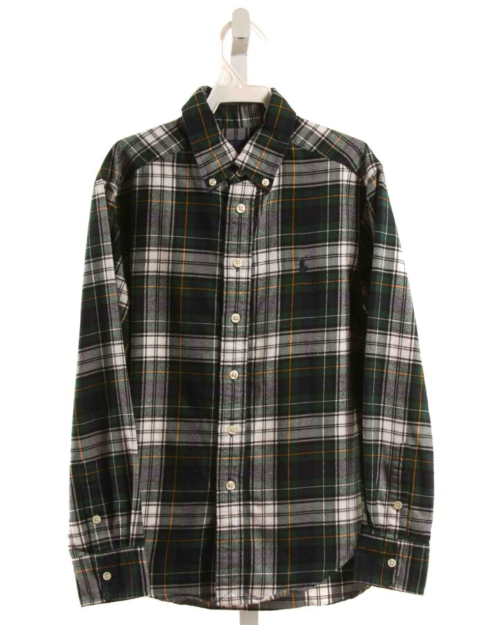 RALPH LAUREN  FOREST GREEN FLANNEL PLAID  DRESS SHIRT