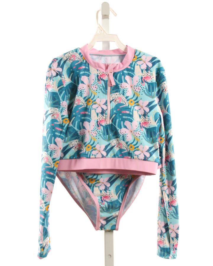 ANDY & EVAN  BLUE  FLORAL  2-PIECE SWIMSUIT