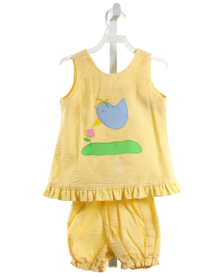 FUNTASIA TOO  YELLOW SEERSUCKER  APPLIQUED 2-PIECE OUTFIT