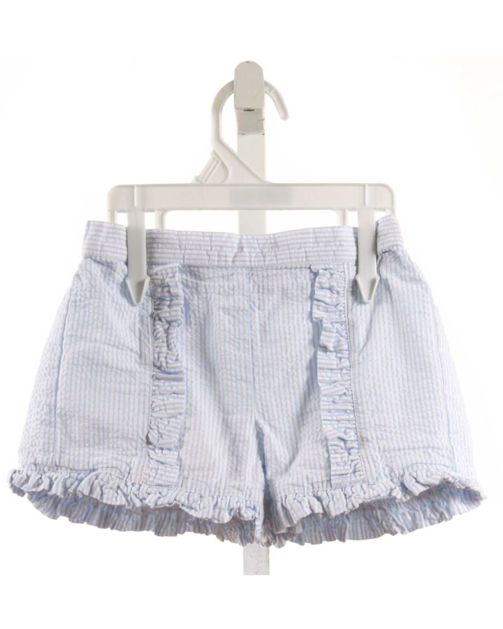 BELLA BLISS  LT BLUE SEERSUCKER STRIPED  SHORTS WITH RUFFLE