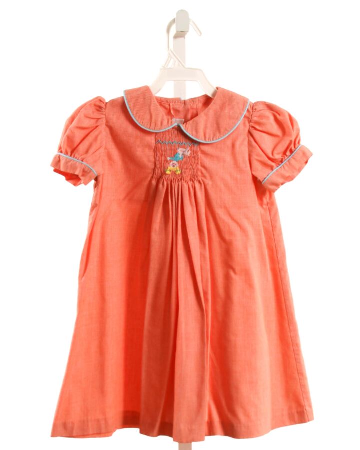 CASTLES & CROWNS  ORANGE  MICROCHECK SMOCKED DRESS