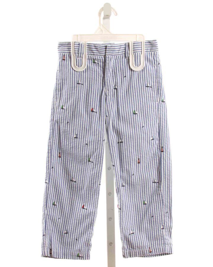 BEST & CO.  LT BLUE SEERSUCKER STRIPED EMBROIDERED PANTS