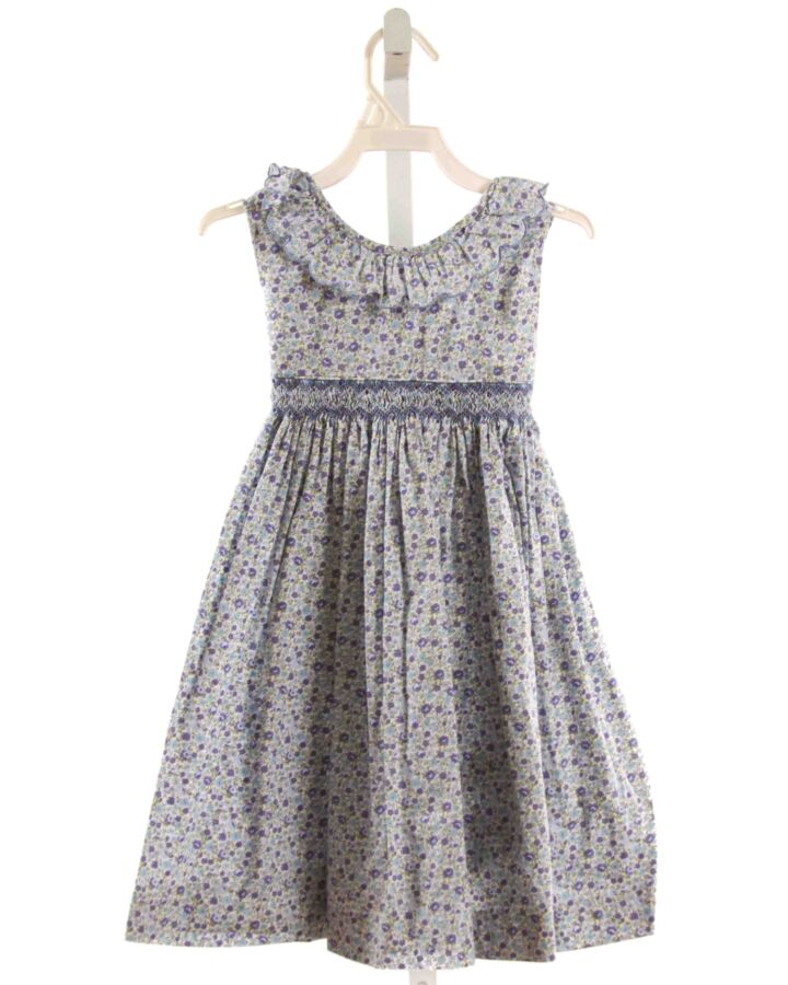EDGEHILL COLLECTION  BLUE  FLORAL SMOCKED DRESS