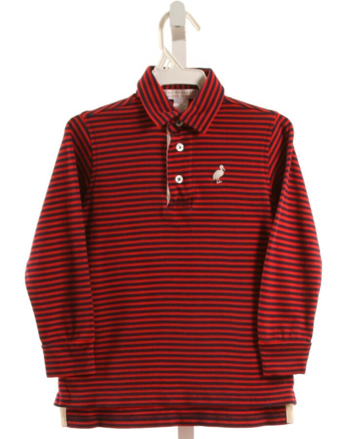 THE BEAUFORT BONNET COMPANY  RED  STRIPED  KNIT LS SHIRT