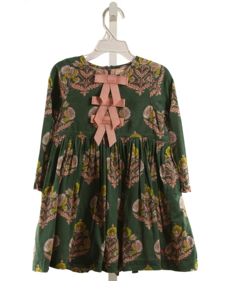 PINK CHICKEN  GREEN  FLORAL  DRESS WITH BOW