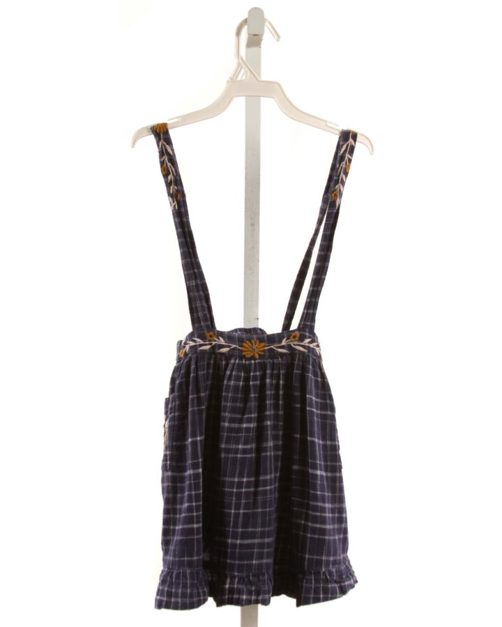 LALI  NAVY  PLAID EMBROIDERED SKIRT