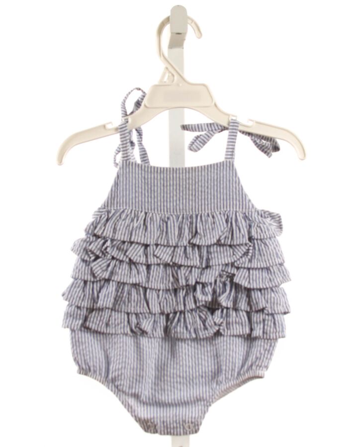 MUD PIE  CHAMBRAY SEERSUCKER STRIPED  BUBBLE WITH RUFFLE