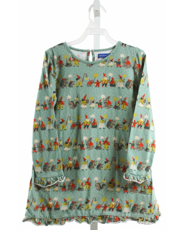 MAISON ME  GREEN  PRINT  KNIT LS SHIRT