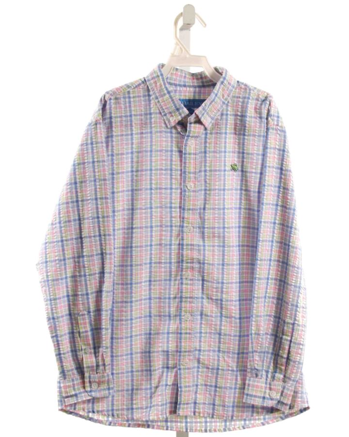 J. BAILEY  PINK SEERSUCKER PLAID  DRESS SHIRT