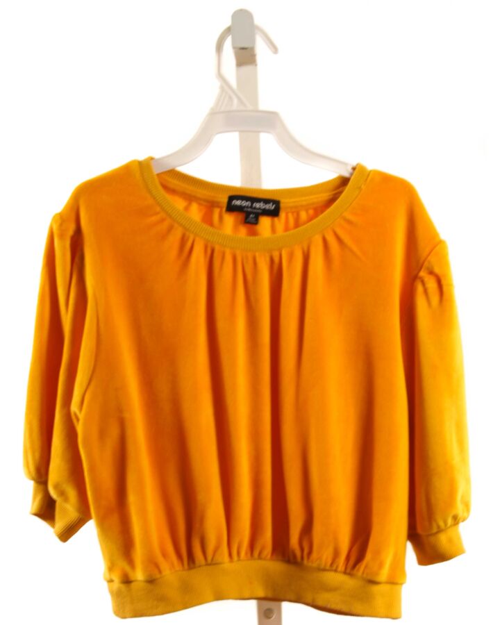 MAISONETTE  YELLOW VELOUR   KNIT SS SHIRT