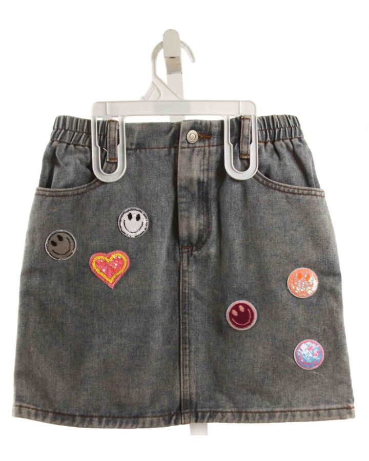 SARA SARA  DENIM   APPLIQUED SKIRT