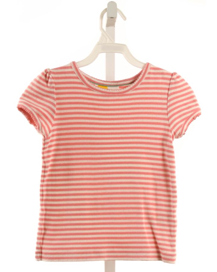 MINI BODEN  PINK  STRIPED  KNIT SS SHIRT WITH PICOT STITCHING