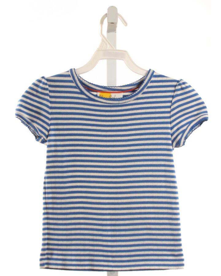 MINI BODEN  BLUE  STRIPED  KNIT SS SHIRT WITH PICOT STITCHING