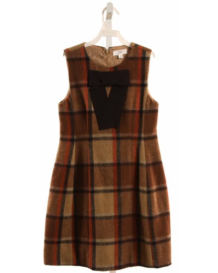 A LOVES A  BROWN  PLAID  PARTY DRESS WITH BOW