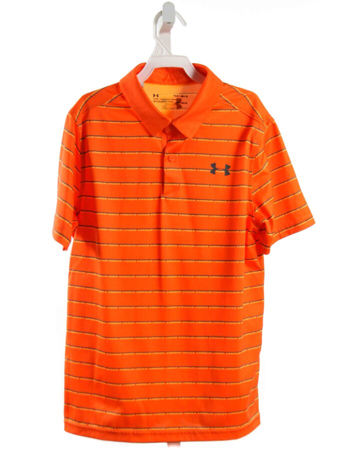 UNDER ARMOUR  ORANGE  STRIPED  KNIT SS SHIRT