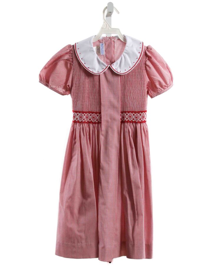 BANBURY CROSS  RED  WINDOWPANE SMOCKED DRESS