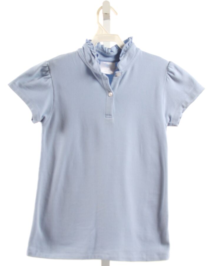 LITTLE ENGLISH  LT BLUE    KNIT SS SHIRT WITH RUFFLE