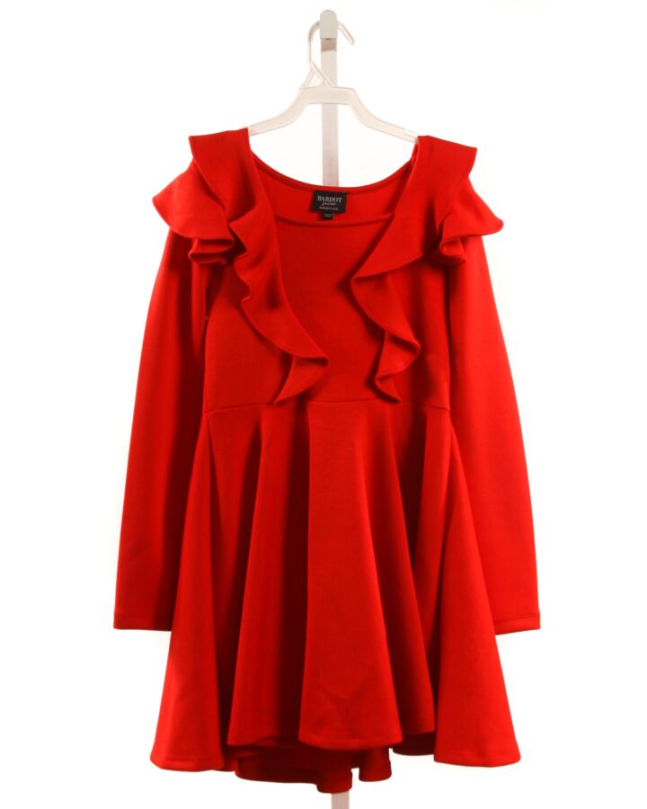 BARDOT  RED    PARTY DRESS WITH RUFFLE
