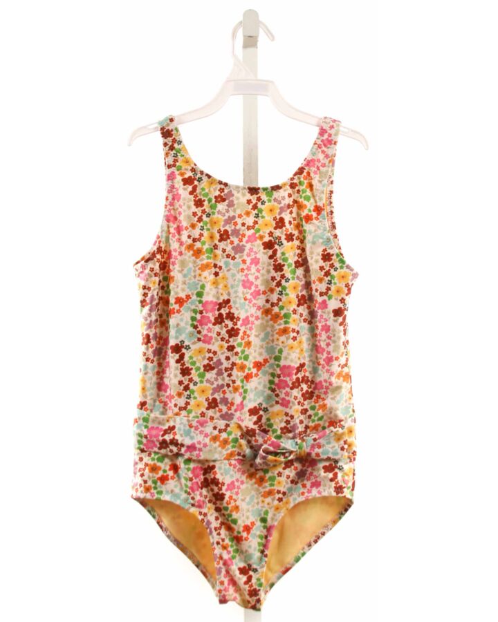 PINK CHICKEN  MAROON  FLORAL  1-PIECE SWIMSUIT WITH BOW