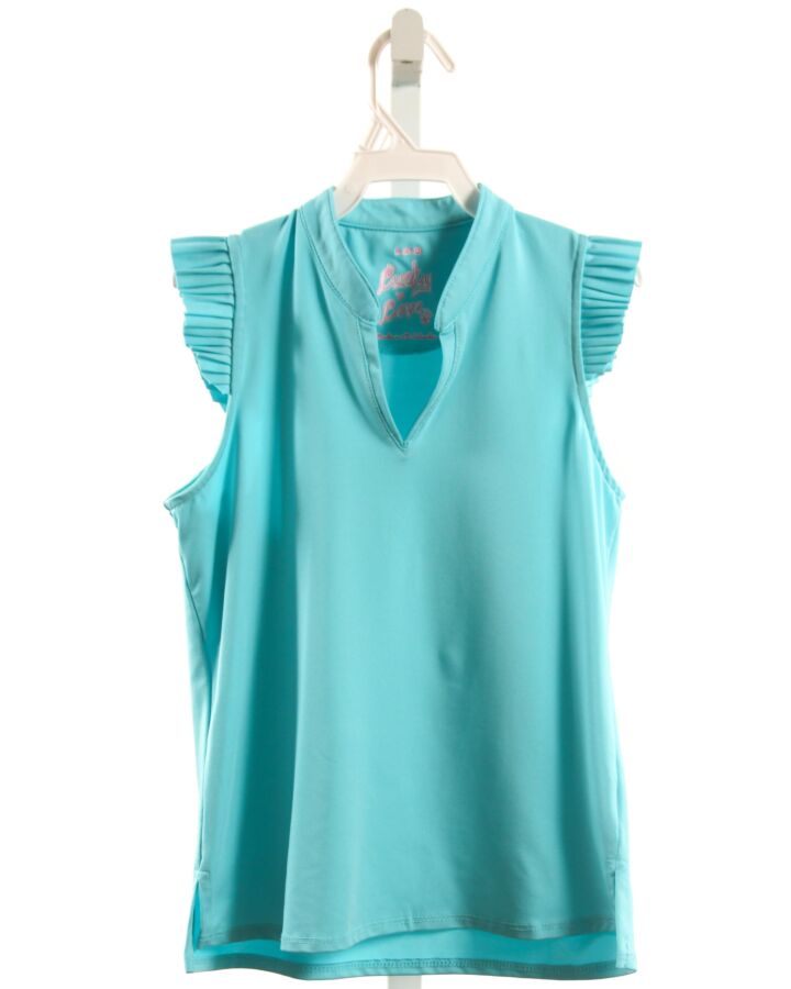 LUCKY IN LOVE  AQUA    SLEEVELESS SHIRT WITH RUFFLE