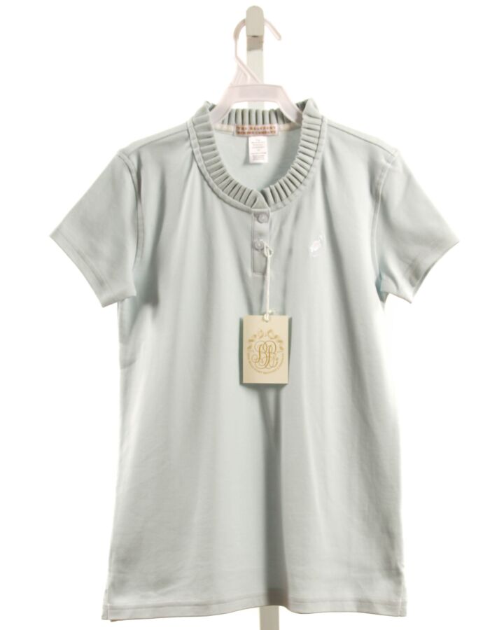 THE BEAUFORT BONNET COMPANY  LT BLUE    KNIT SS SHIRT WITH RUFFLE