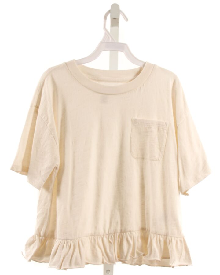 TREASURE & BOND  IVORY    KNIT SS SHIRT WITH RUFFLE