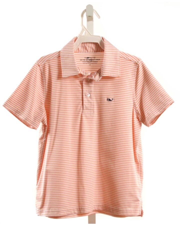 VINEYARD VINES  ORANGE  STRIPED  KNIT SS SHIRT