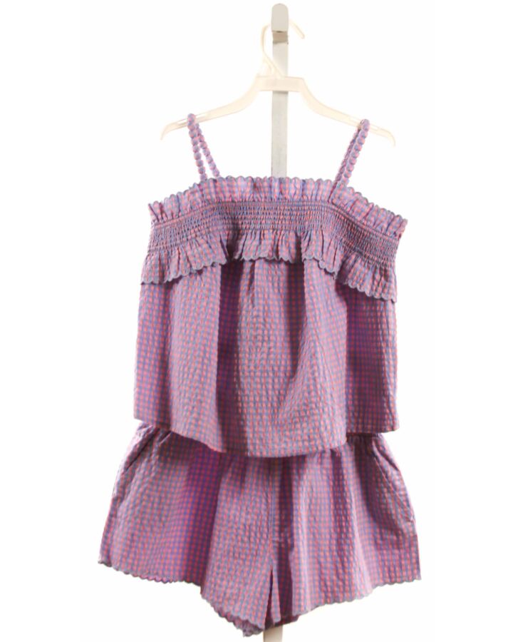 CREWCUTS  BLUE SEERSUCKER GINGHAM SMOCKED 2-PIECE OUTFIT