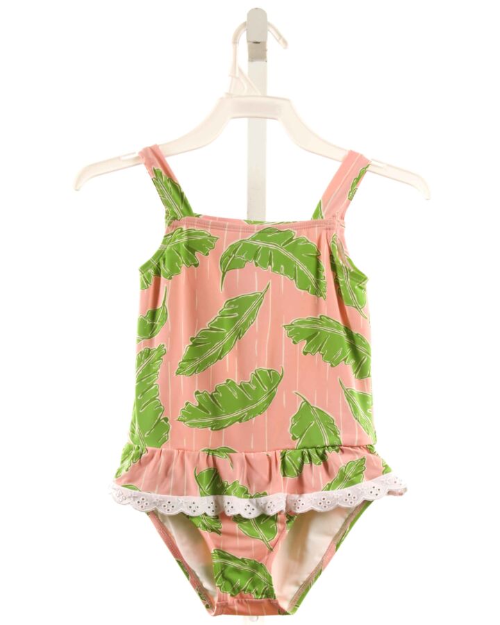 THE BEAUFORT BONNET COMPANY  GREEN  PRINT  1-PIECE SWIMSUIT WITH EYELET TRIM