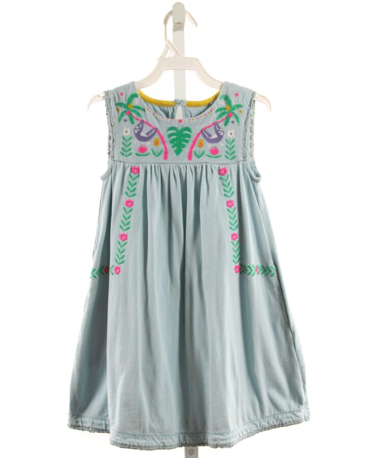 MINI BODEN  LT BLUE  FLORAL EMBROIDERED KNIT DRESS