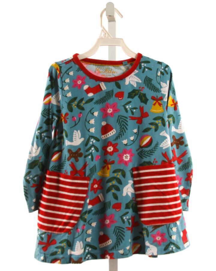 MINI BODEN  BLUE  FLORAL  KNIT LS SHIRT